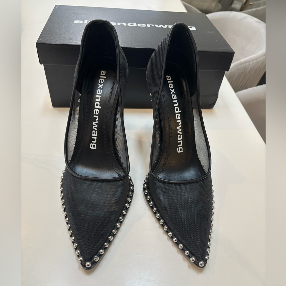 Alexander wang black mesh heels